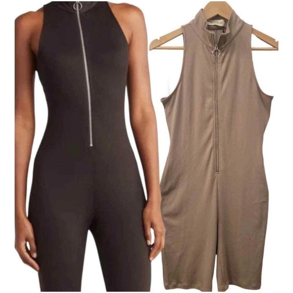 NICHOLAS THE LABEL Paola Stretch Ribbed Knit Romper Size Small Medium Branch